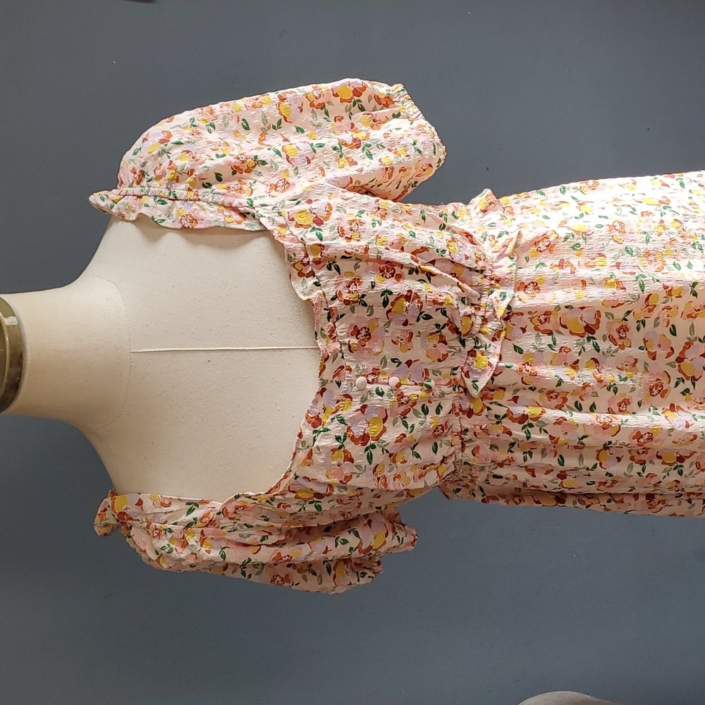Beautiful cottagecore midi summer off shoulder floral dress size L - Picture 3 of 14
